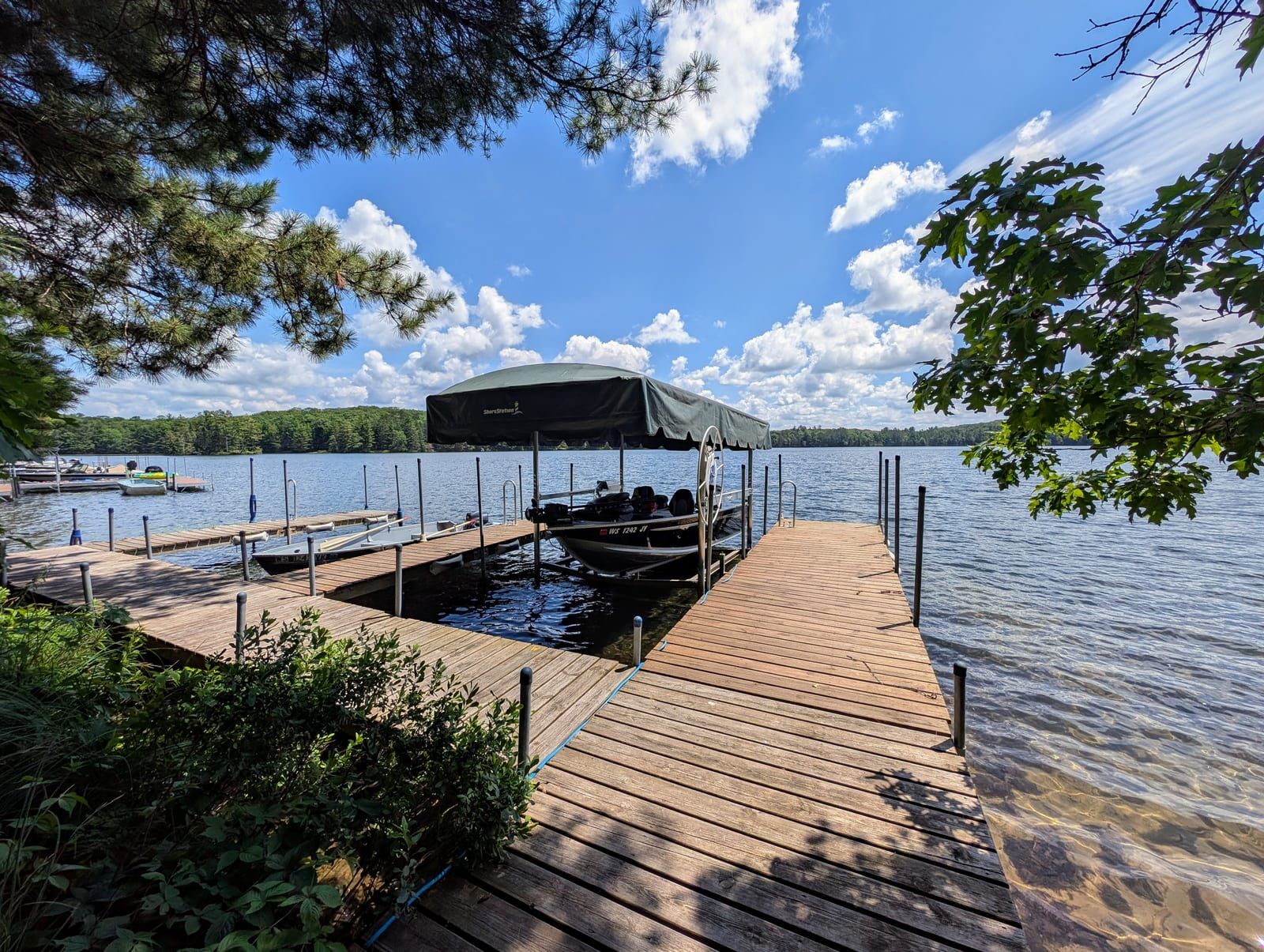Boat dock and slip on White Birch Lake