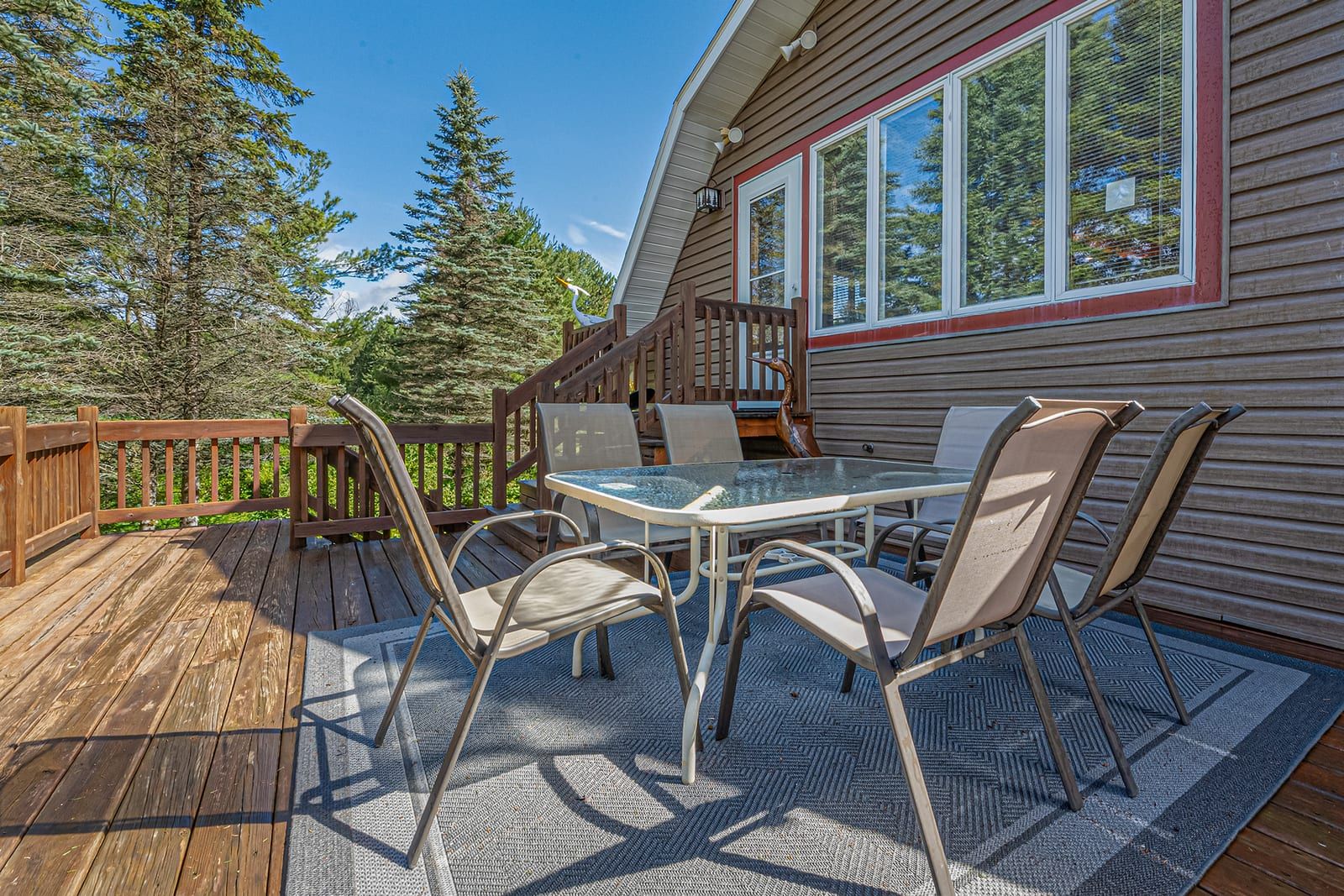 Spacious deck with outdoor dining area